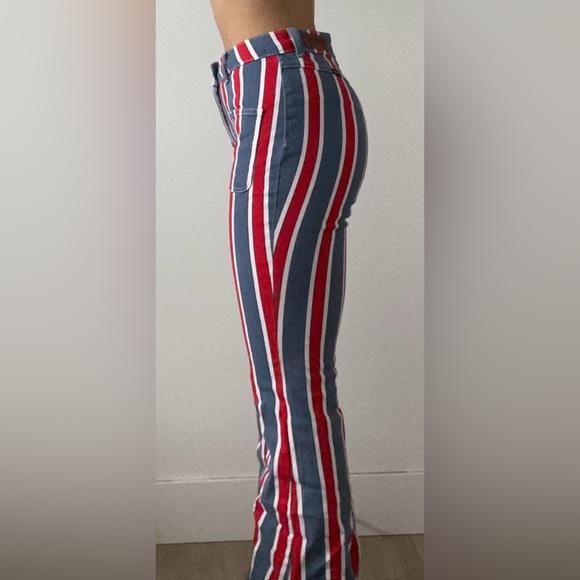 Wrangler High rise fierce flare striped jean, red, white and blue, 2 X 32 - Picture 2 of 4